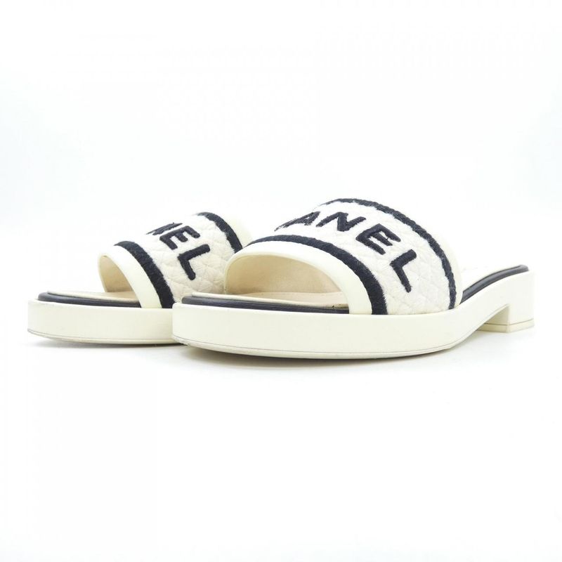 Chanel Mule Sandals Black 38 Beige