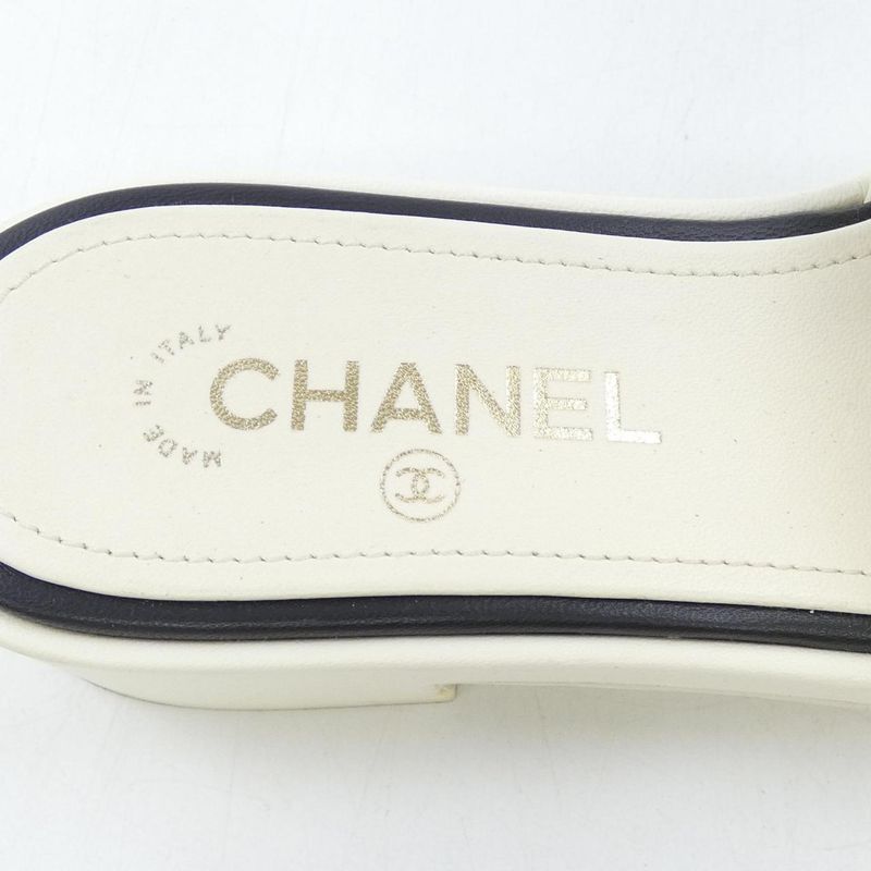 Chanel Mule Sandals Black 38 Beige