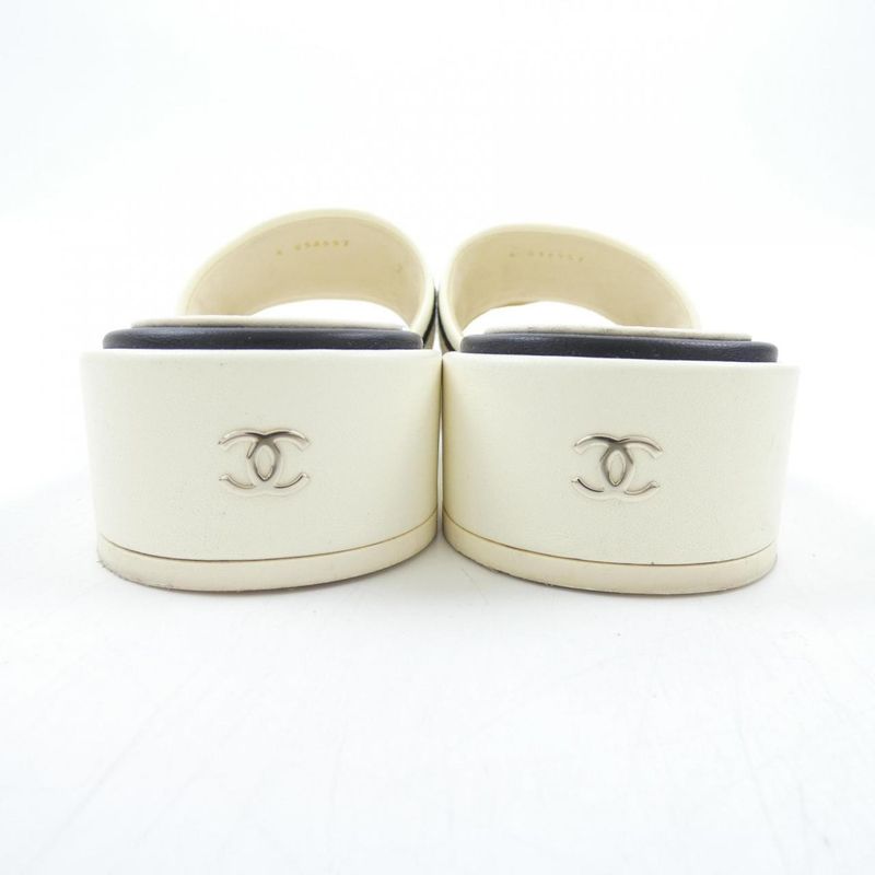 Chanel Mule Sandals Black 38 Beige