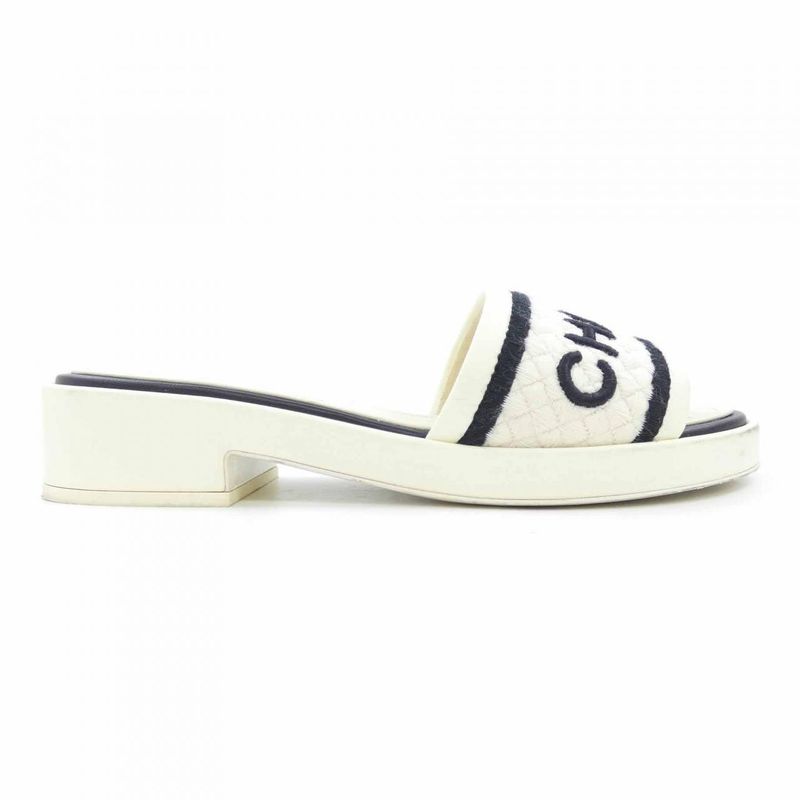 Chanel Mule Sandals Black 38 Beige
