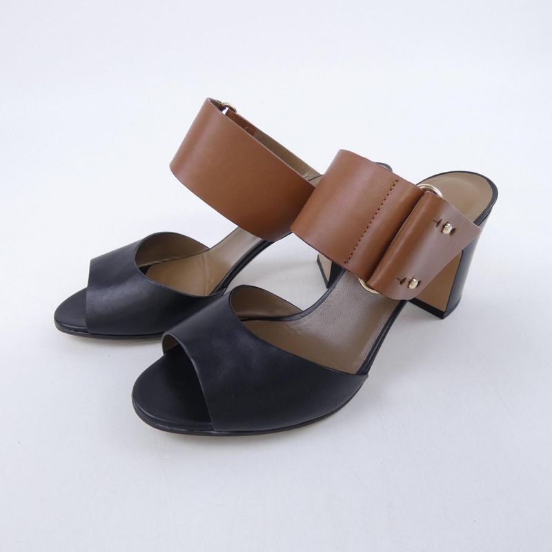 Hermes Sandals Black 38 Brown