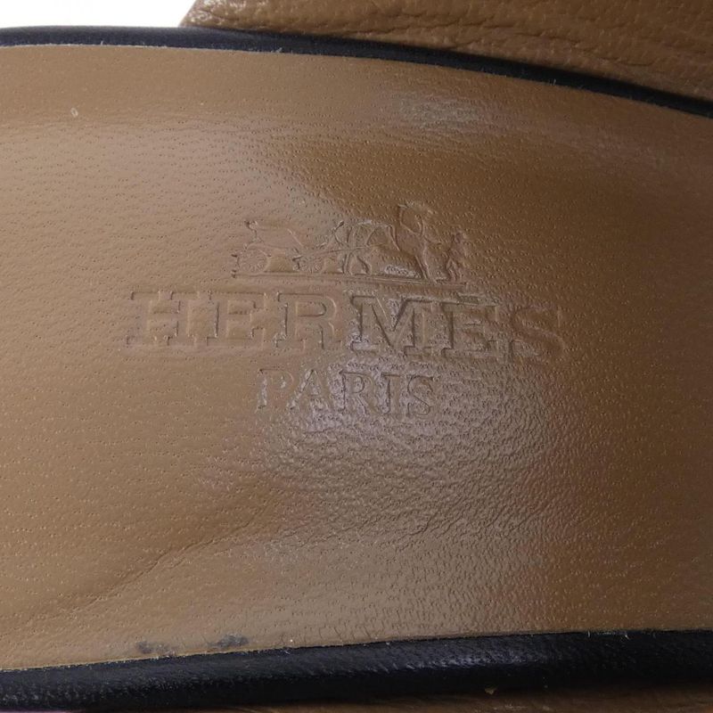 Hermes Sandals Black 38 Brown