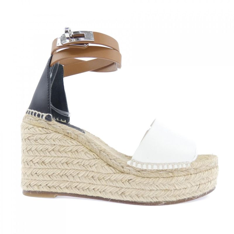 Hermes Tipoli Kelly Buckle Sandals Black White Beige