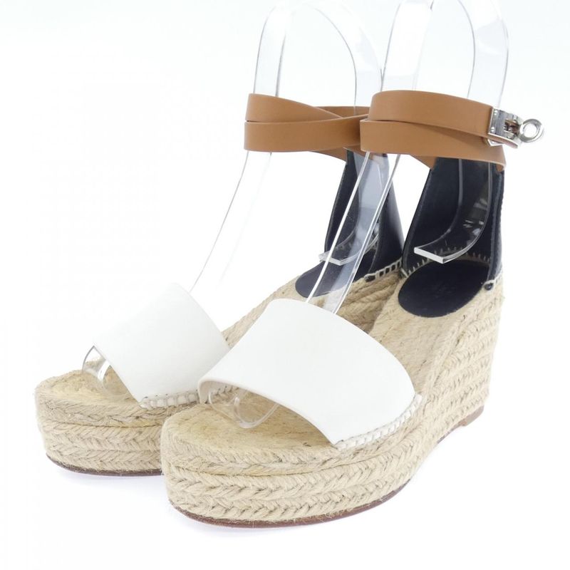 Hermes Tipoli Kelly Buckle Sandals Black White Beige