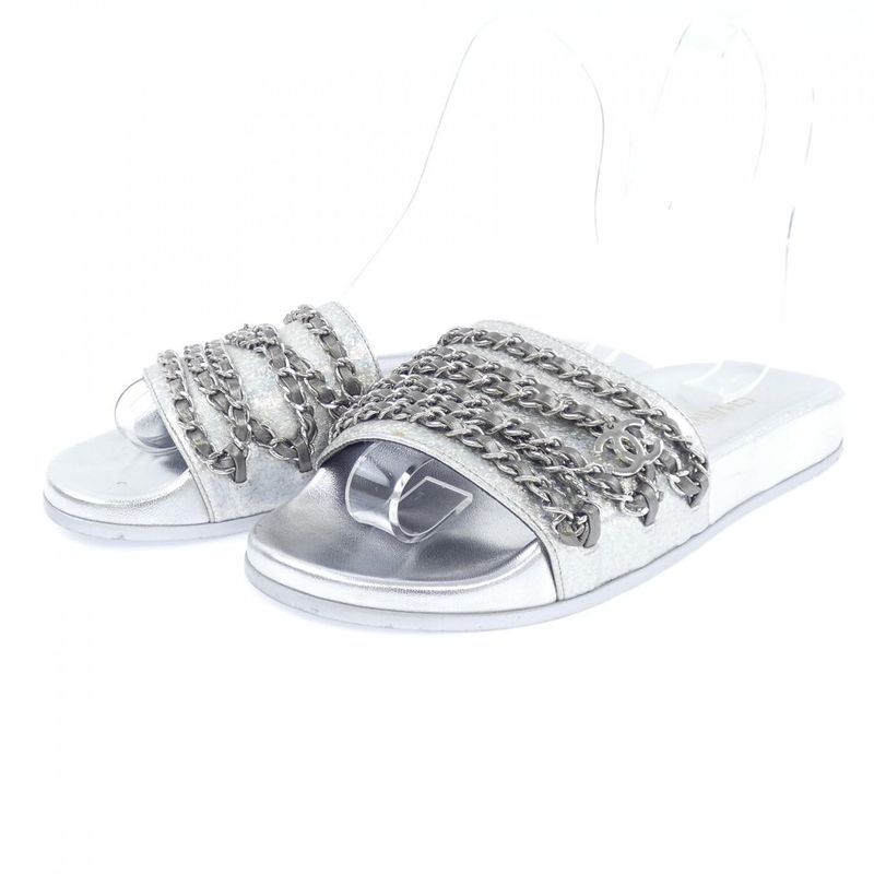 Chanel Sandals Silver 38
