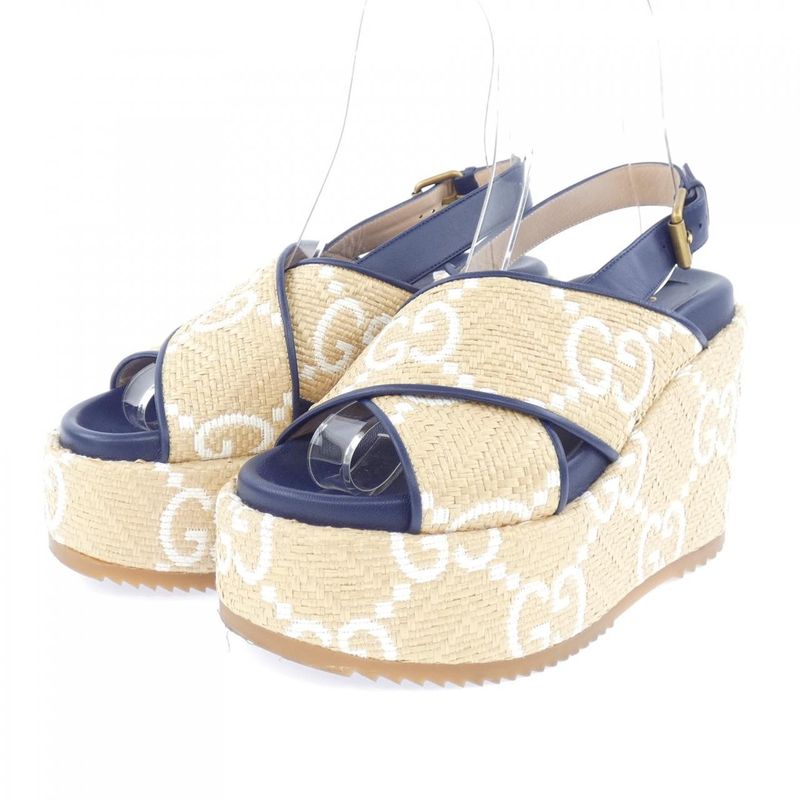 Gucci Sandals White 36 Navy Beige