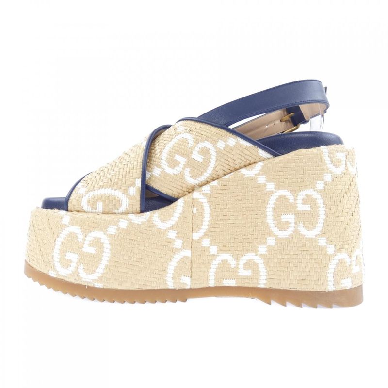 Gucci Sandals White 36 Navy Beige