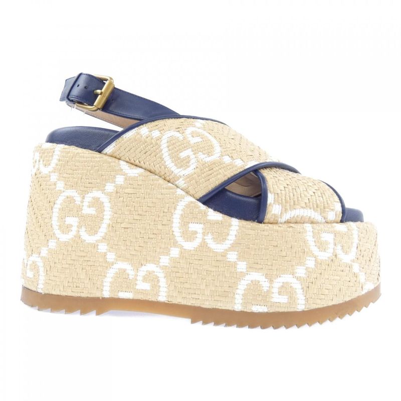 Gucci Sandals White 36 Navy Beige