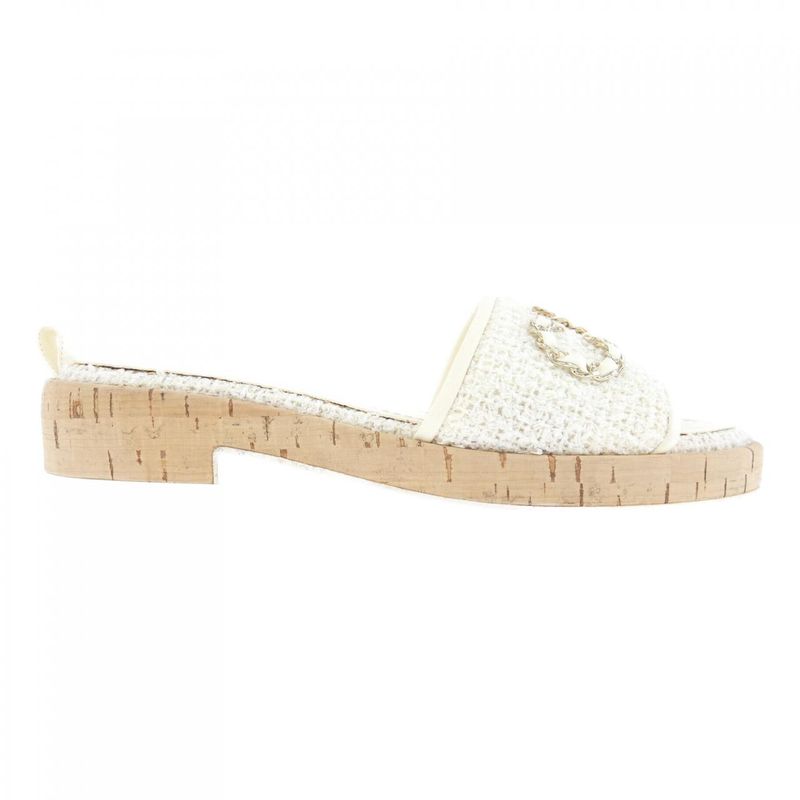 Chanel Sandals White 38 Beige
