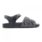 Chanel Sandals Tweed Black Pink
