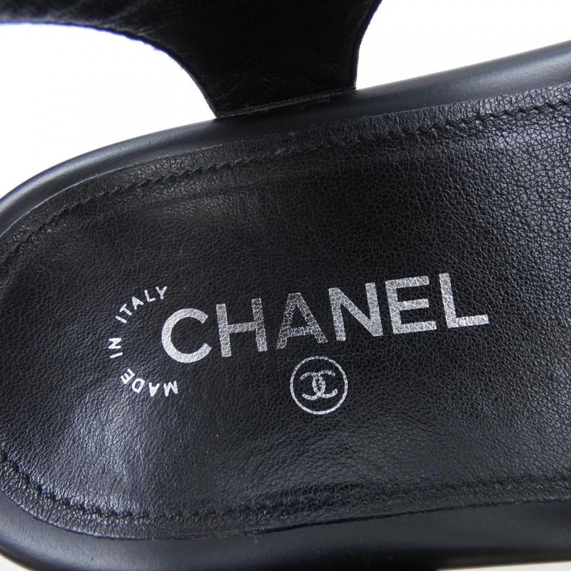 Chanel Sandals Tweed Black Pink