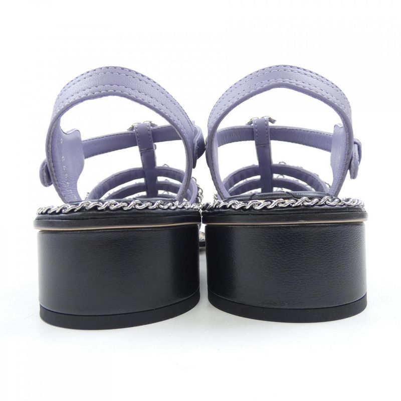 Chanel Sandals Lambskin Purple