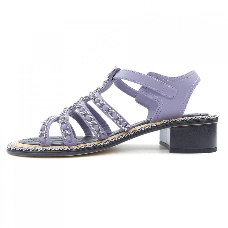 Chanel Sandals Lambskin Purple