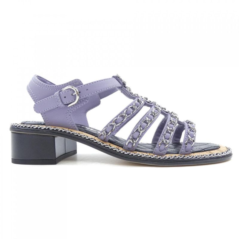 Chanel Sandals Lambskin Purple