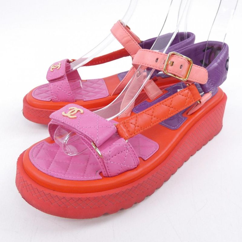 Chanel Sandals Red 37 Pink Purple