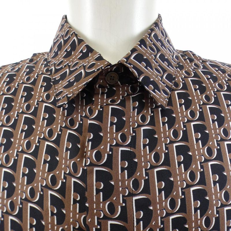 Dior Oblique Quarganic Silk Twill S/S Shirt Black Brown