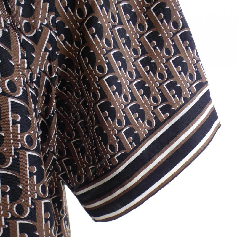 Dior Oblique Quarganic Silk Twill S/S Shirt Black Brown