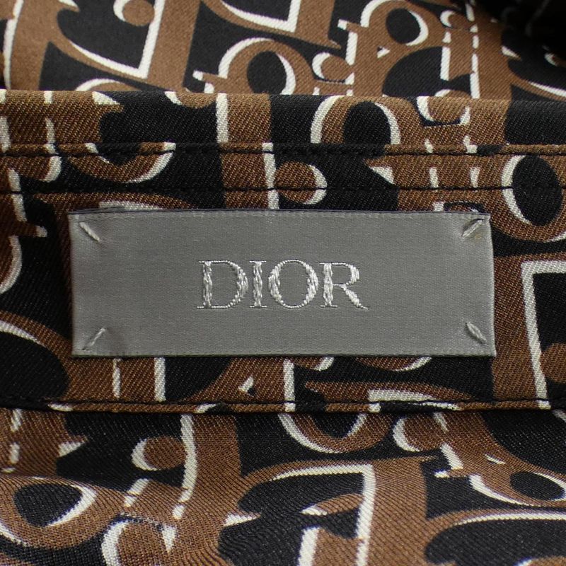 Dior Oblique Quarganic Silk Twill S/S Shirt Black Brown