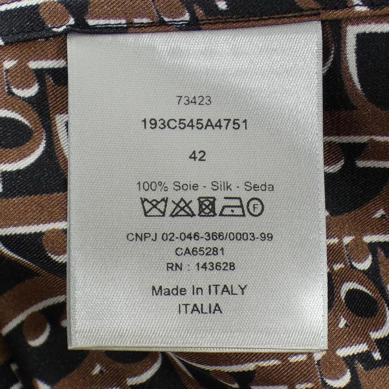 Dior Oblique Quarganic Silk Twill S/S Shirt Black Brown