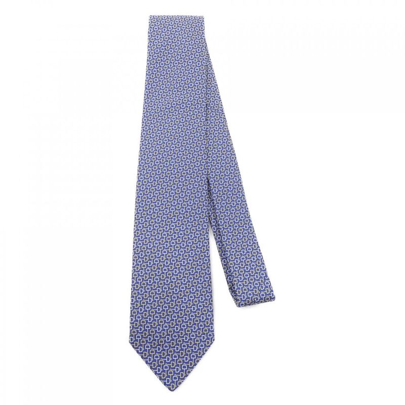Hermes Necktie White Navy Yellow