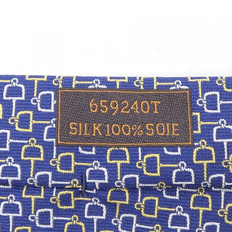 Hermes Necktie White Navy Yellow