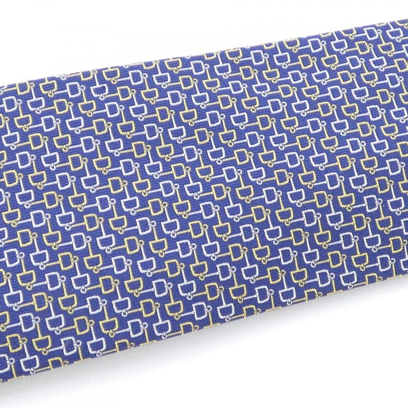Hermes Necktie White Navy Yellow