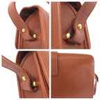 Saint Laurent Yves Vintage YSL Brown Gold Leather Shoulder Bag