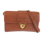 Saint Laurent Yves Vintage YSL Brown Gold Leather Shoulder Bag