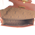 Saint Laurent Yves Vintage YSL Brown Gold Leather Shoulder Bag