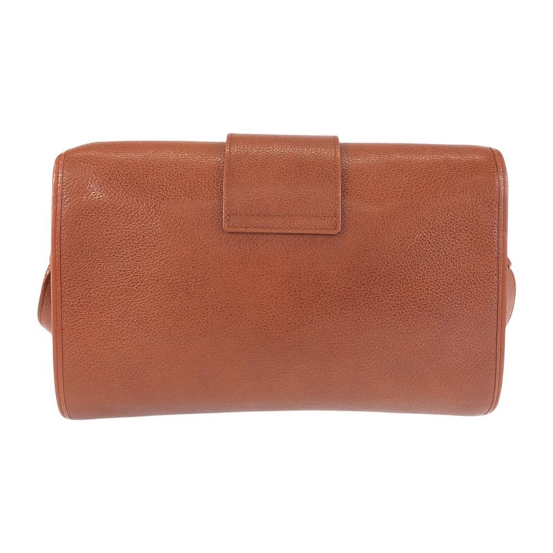 Saint Laurent Yves Vintage YSL Brown Gold Leather Shoulder Bag