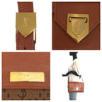Saint Laurent Yves Vintage YSL Brown Gold Leather Shoulder Bag