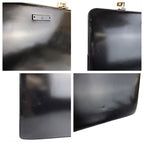 Gucci Black Silver Leather Handbag Vanity Bag