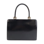Gucci Black Silver Leather Handbag Vanity Bag