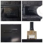 Gucci Black Silver Leather Handbag Vanity Bag