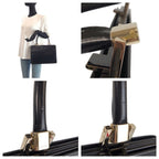 Gucci Black Silver Leather Handbag Vanity Bag