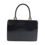 Gucci Black Silver Leather Handbag Vanity Bag