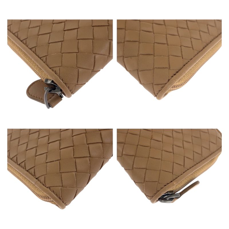 Bottega Veneta Intrecciato Beige Gunmetal Leather Wallet