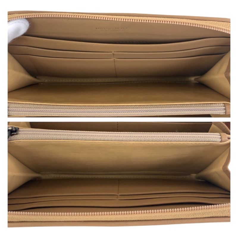 Bottega Veneta Intrecciato Beige Gunmetal Leather Wallet
