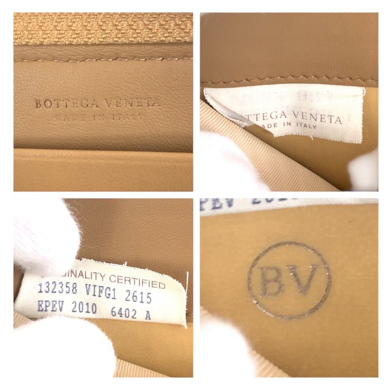 Bottega Veneta Intrecciato Beige Gunmetal Leather Wallet