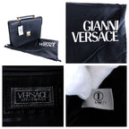 Versace Vintage Sunburst Black Leather Clutch Business