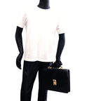 Versace Vintage Sunburst Black Leather Clutch Business