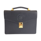 Versace Vintage Sunburst Black Leather Clutch Business