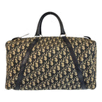 Dior Vintage Trotter Navy Beige Canvas Leather Boston Bag Navybeige