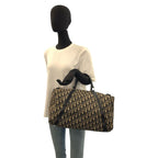 Dior Vintage Trotter Navy Beige Canvas Leather Boston Bag Navybeige