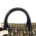 Dior Vintage Trotter Navy Beige Canvas Leather Boston Bag Navybeige