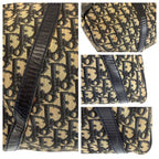Dior Vintage Trotter Navy Beige Canvas Leather Boston Bag Navybeige
