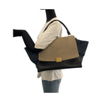 Celine Trapeze Navy Beige Gold Leather 2-Way Shoulder Bag