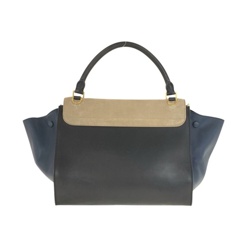 Celine Trapeze Navy Beige Gold Leather 2-Way Shoulder Bag
