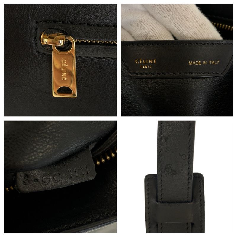 Celine Trapeze Navy Beige Gold Leather 2-Way Shoulder Bag