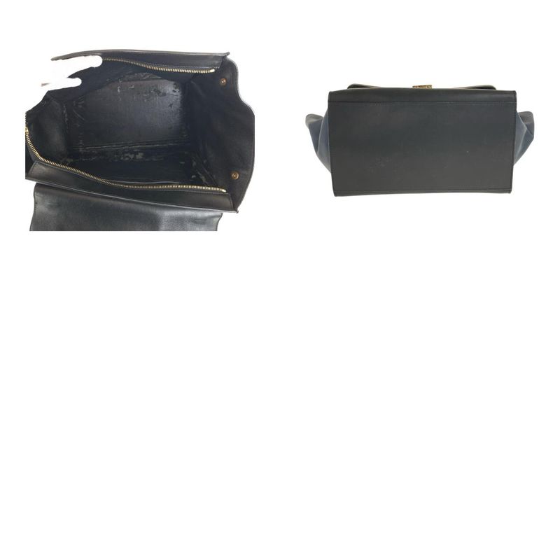 Celine Trapeze Navy Beige Gold Leather 2-Way Shoulder Bag